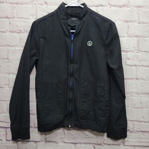 Y2K Volcom‎ Youth Size M Black Bomber Jacket Skater Grunge Zip Casual Streetwear